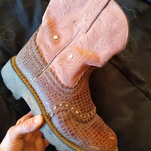 Ariat Fatbaby Pink and Brown Studded Boots